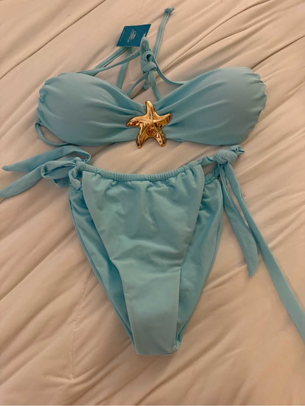 Cupshe Swim Bikini Set - Gold Starfish Charm Blue/Aqua | XL